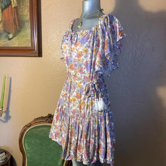 NWT Rachel Zoe Floral Off Should Mini Tassle Dress.  Sz S - Picture 1 of 7